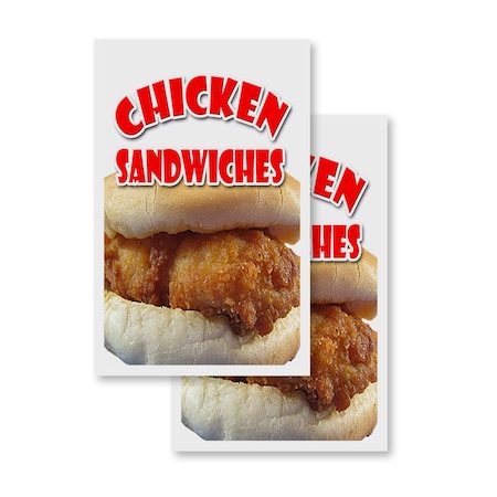 Signmission Chicken Sandwiches, Vinyl Decals Only 24 Inch x 36 Inch, Vinyl Decal, 2PK DSB-2436-2PACK-Chicken Sandwiches