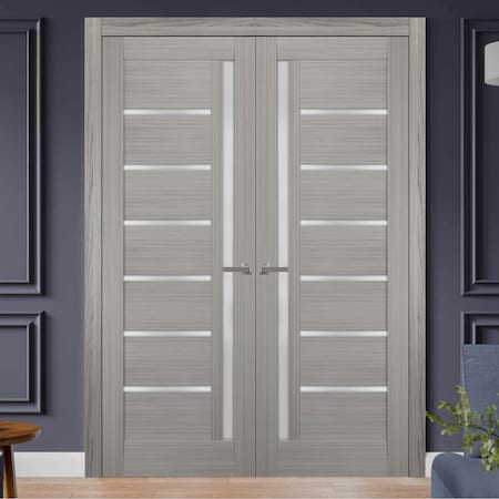 Sartodoors Double French Interior Door, 36" x 80", Gray QUADRO4088DD-SSS-36
