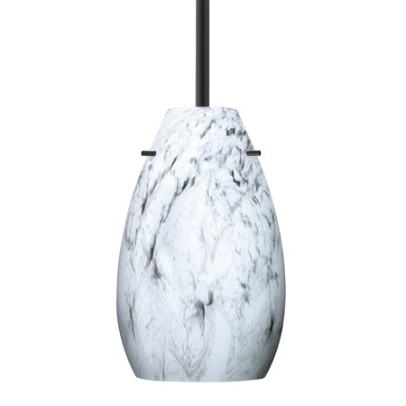 Besa Lighting Besa Pera 9 Stem Pendant, Marble Grigio, Black Finish, 1x 9W LED 1TT-4126MG-LED-BK