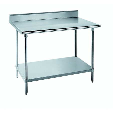 Advance Tabco Work Table 108 in.W x 30 in.D 16 gauge 304 stainless steel top with 5 in.H backsplash KMG-309