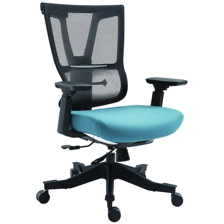 We'Re It Moov Series Flex Mesh Back, Multifunction Chair with Adjustable Arms, Ocean Blue Seat, Black Frame EM5325-OCEAN