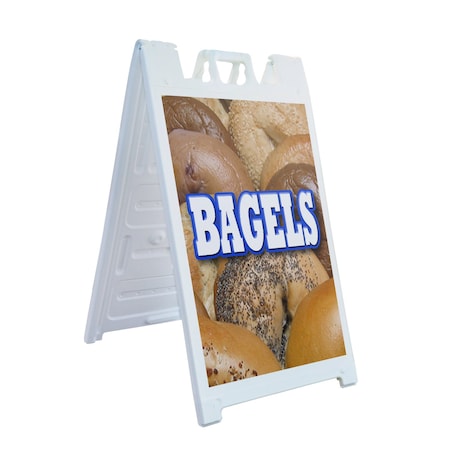 Signmission Bagels, A-Frame & 2 Decals Installed, Heavy-Duty Plastic Frame SBHD-D-2436-Bagels