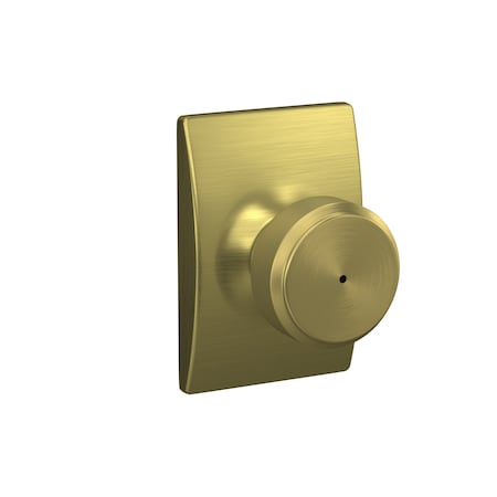 Schlage Residential Bowery Knob with Century Rose Privacy Lock with 16080 Latch and 10027 Strike Satin Brass Finish F40BWE608CEN