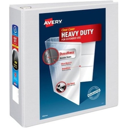 Zoro Select 4" D-Ring Binder, Heavy Duty, White AVE79104