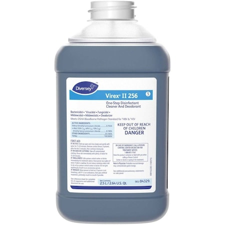 Diversey Deordorizing Cleaner and Disinfectant Concentrate, 2.5L Bottle, Unscented, Blue, 2 PK 04329.