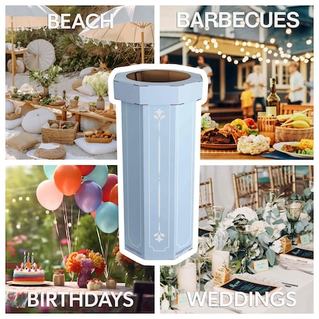 Happimess Fleur 25-Gallon Disposable Corrugated Cardboard Event Trash Can and Recycling Bin, Bridal Blue, 2PK HPM1301B-SET2