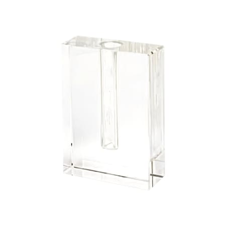 Homeroots 8" Clear Crystal Clear Square Table Vase 386773