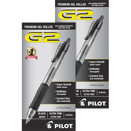 G2 Pen, Gel, G2, Ultra Fine, Bk, PK24 31277BD