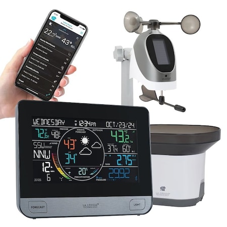 La Crosse Technology La Crosse Professional Weather Station, Battery, 32 to 122 deg F, 10 to 99% Humidity Range, LCD Display V61-WSDTHR