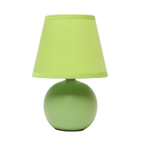 Homeroots 9" Green Ceramic Round Table Lamp With Green Drum Shade 642879