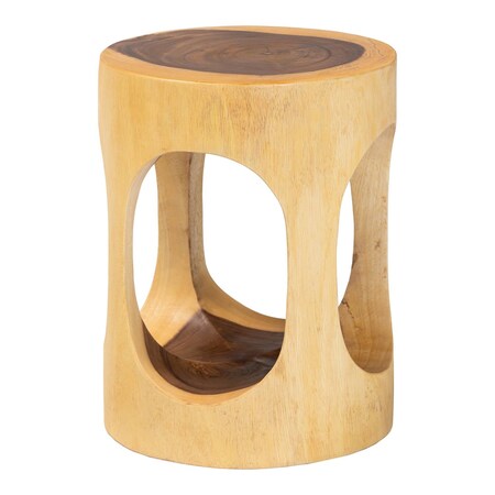 Bali & Pari Kaseko Hand-carved Suar Wood Side Table 259-14283-ZORO