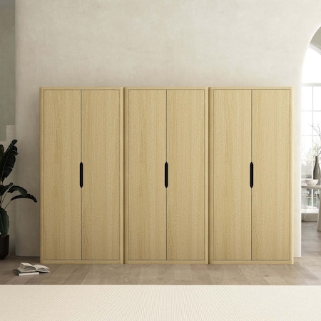 Manhattan Comfort Rivington 38in Bookcase Cabinet in Natural Oak - Set of 3 3-BC004-NA