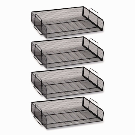 Mind Reader Stackable Paper Desk Tray Organizer, Letter Size, 9.75 x 14 x 3.25, Black, 4PK DSTACK4-BLK
