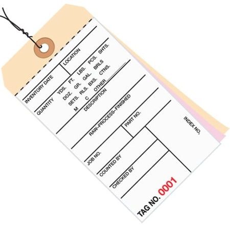 Box Packaging 3 Part Carbonless Inv. Tag 5500-5999 Pre WiredNo 8 6-1/4L x 3-1/8W 500/Pk G16123