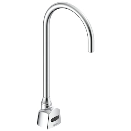 Delta Commercial 1500T Series Deckmount Electronic Se Gooseneck Faucet, Battery, 0.5Gpm In Chrome 1501TF3380