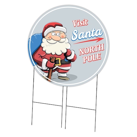 Signmission Visit Santa Double Sided Corrugated Plastic Circle Yard Sign C-36-CIR-DS-WS-Visit Santa