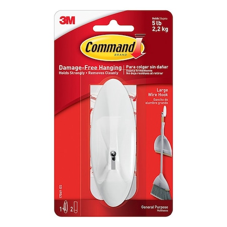 M-D Building Products Large 3M 17069ES White Command Wire Hook 69596
