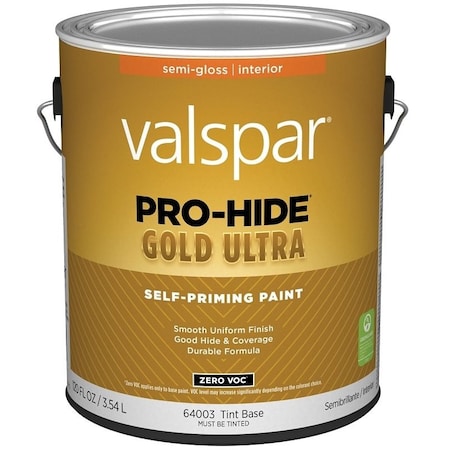 Valspar Pro-Hide Gold Ultra 6400 Latex Paint, Acrylic Base, Semi-Gloss Sheen, Tint White, 1 gal 028.0064003.007
