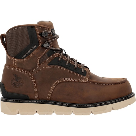 Georgia Boot Men's 6" Carbon Flex Wedge Waterproof Moc-Toe Work Boot, Brown, Size 9.5 GB00728