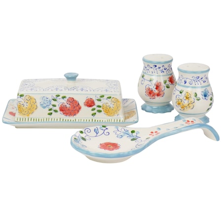 Gibson Elite Anaya 5 Piece Hand Painted Stoneware Table Accessory Set 127278.04