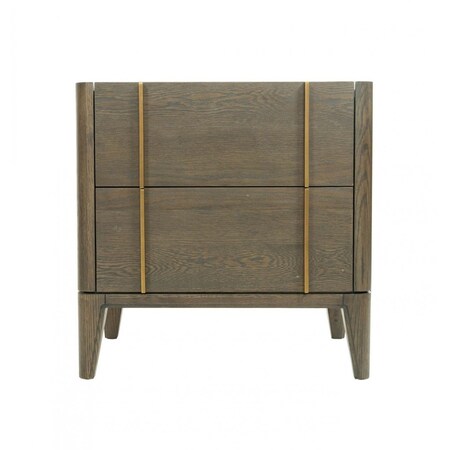 Homeroots Mid Century Dark Brown and White Faux Marble with Two Drawers 473037