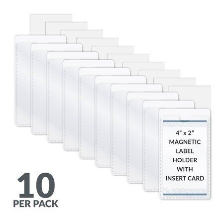 C-Line Products 2-1/2" x 4-1/4" White Side Load Magnetic Label Holders, 10/PK, 10PK/BX 87707-BX