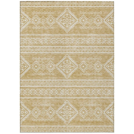 Homeroots 9' X 12' Gold And Ivory Southwestern Washable Indoor Outdoor Area Rug 593682