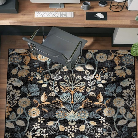 World Rug Gallery Symmetrical Floral Area Rug 4 ft x 6 ft Black WR146BLACK4X6