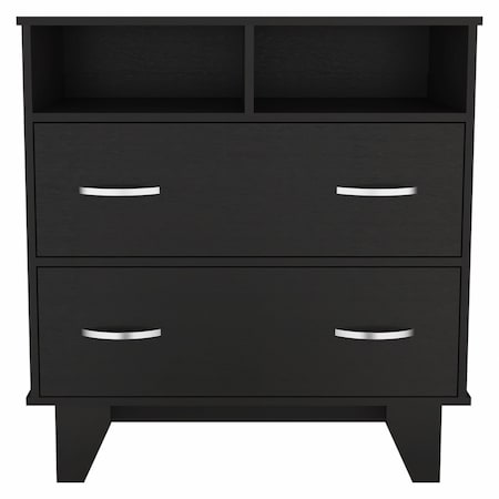 Homeroots 32" Black Manufactured Wood Two Drawer Dresser 477814