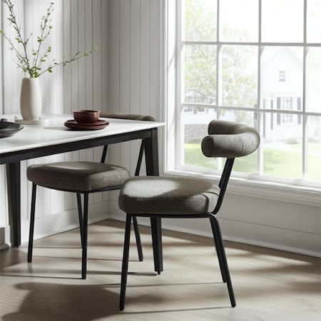 Homeroots Set of Two Green and Black Upholstered Chenille Open Back Dining Side Chairs 555777