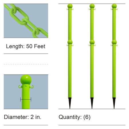 Mr. Chain Safety Green Light Duty Ground Poles and Chain Kit 70314-6