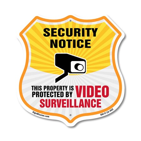 Signmission Security Notice Shield Sign This Propert, 12 Inch X 12 Inch, Plastic Sign SHI-P-12-462