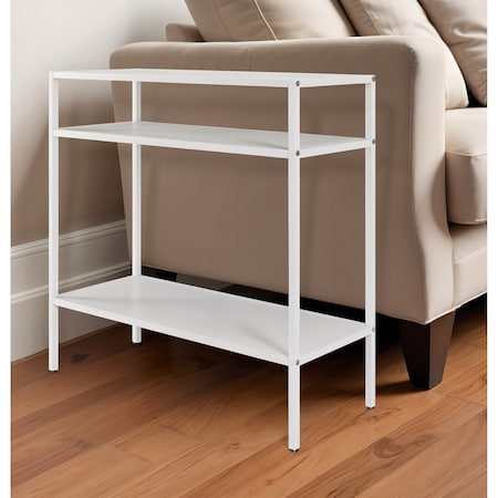 Homeroots 24" White Steel End Table With Two Shelves 544205