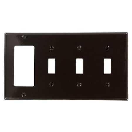 Leviton Combination Wallplate, Standard Size, Gang 4, Brown P326
