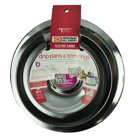 Range Kleen Chrome Drip Pans and Trim Rings 9.75 in. W X 9.75 in. L 1056R68GE4X