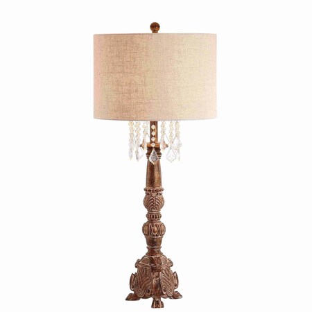 Jonathan Y Carlisle 33.5" Resin/Acrylic LED Table Lamp, Antique Brown JYL3030A