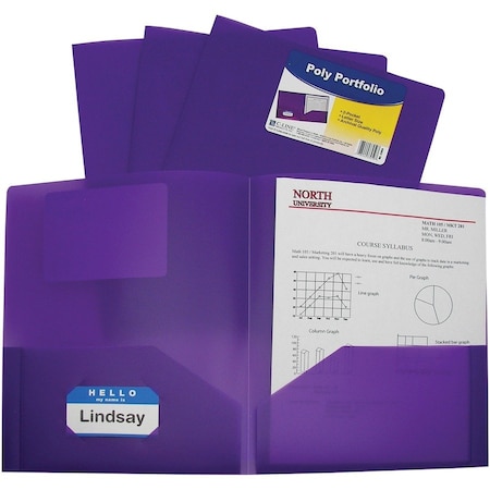 C-Line Products Two-Pocket Heavyweight Poly Portfolio Folder, Purple, 25PK 33959