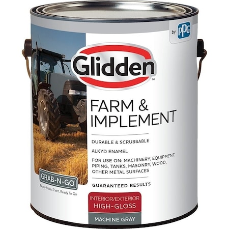 Glidden GLFIIE50MG-01 Exterior Paint, High-Gloss, Machine Gray, 1 gal GLFIIE50MG/01
