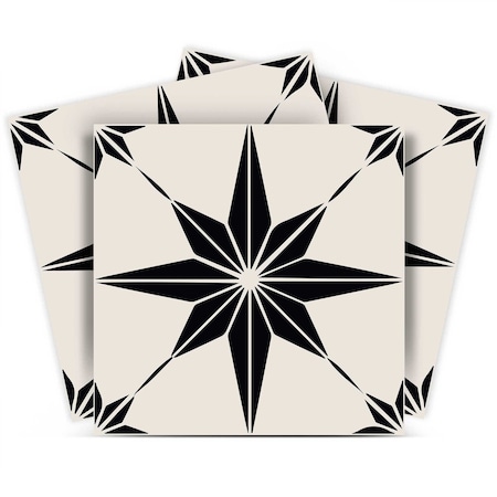 Homeroots 7" x 7" Black and White Mono Cross Peel and Stick Tiles 473130