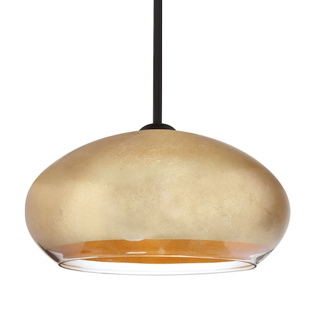 Besa Lighting Besa Brio 14 Pendant, Gold Foil, Black Finish, 1x 9W LED 1TT-4345GF-LED-BK