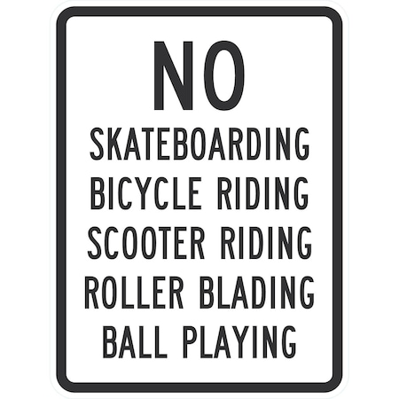 Lyle No Skateboarding Bicycle Riding, Scooter Riding, 18x24, Non-Reflective, White G-11233-NA_18x24