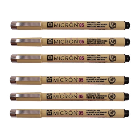 Sakura Pigma Micron Pen, Black, 0.45mm, Size 05, 6PK XSDK05-49