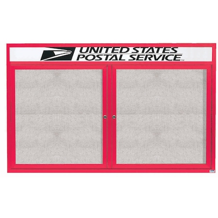 Aarco Outdoor Enclosed Bulletin Board w/ Al Frame Header, Powder Coated Red, Neutral 36''Hx60''W ODCC3660RHR