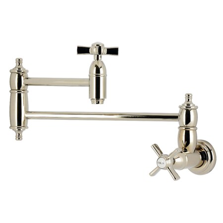 Kingston Brass Wall Mount Pot Filler Faucet, Polished Nickel KS3106ZX
