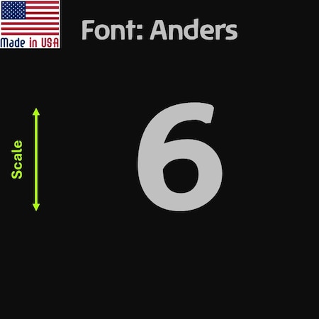 Aacc Self-Adhesive Vinyl Number: 6, Size: 20 cm. Color: Silver Font: Anders, 4PK AACC-Anders-N6-Silver-M20x4