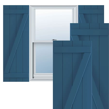 Ekena Millwork True Fit PVC Four Board Joined Board-n-Batten Shutters w/Z-Bar, Sojourn Blue , 21 1/2W x 80H, PR TFP102BBF21X080HB