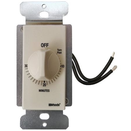 Southwire Woods Countdown Timer, 20 A, 125 V, 2500 W, 30 min Time Setting, Light Almond 59715