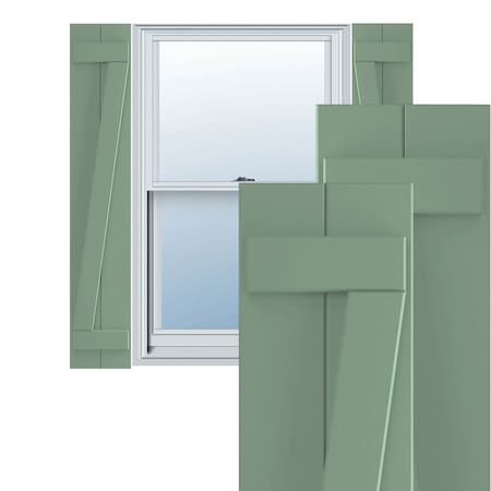 Ekena Millwork True Fit PVC, Two Board Joined Board-n-Batten Shutters w/Z-Bar, Track Green , 10 3/4W x 35H, PR TFP102BBF11X035TG