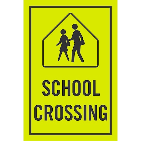 Lyle School Crossing Sign (with Graphic), 24x36, Engineer Grade, Yellow Green G-14280-EG_24x36