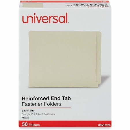Universal Universal End Tab Folders, Two Fasteners, Letter, Manila, 50/Box UNV13120***